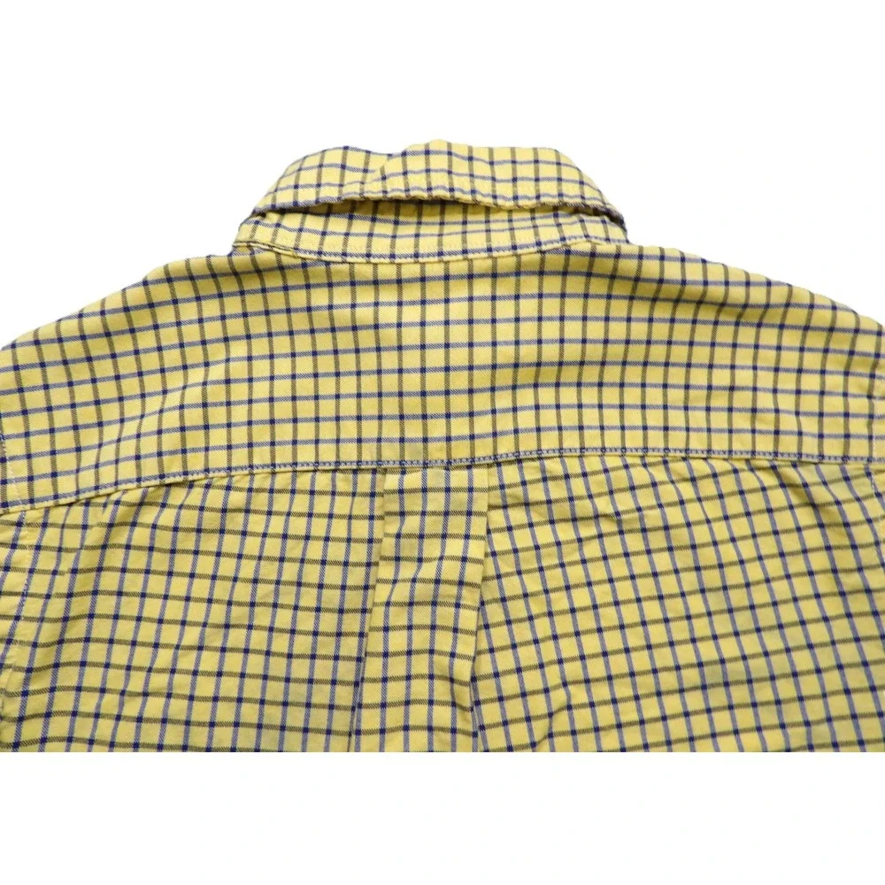 Ralph Lauren Boys Yellow Blue Plaid Long Sleeve Button Flesh Pony Shirt S 8 OCBD